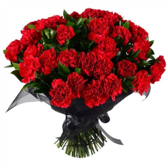 Букет цветов "Траурный букет из красных гвоздик" Букет цветов "Траурный букет из красных гвоздик"